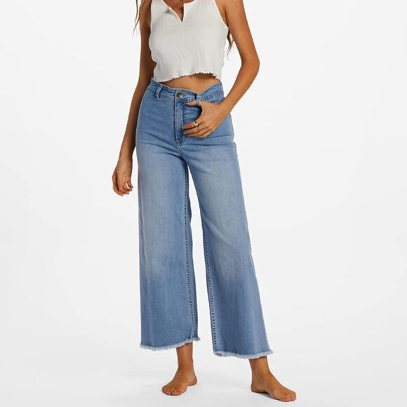 BILLABONG "Free Fall" High-Waist Wide Leg Pants in Surf Spray 26 - Picture 1 of 8